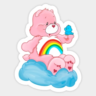 CARE Bear - Rainbow Cartoon, vintage, childhood, animated, 1980s cartoons, friendship, love Sticker